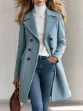 Double Breasted Solid Color Loose Coat GSXL-HD9952