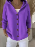 Plus Size Solid Color Knits Hooded Sweater Coats GSXL-BH3060