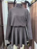 Long Sleeve Solid Color Sweater Two Piece Skirts Set GSXL-HD9918