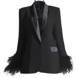 Solid Color Hot Drill Blazer Coat Pants Suit GNQF-S198