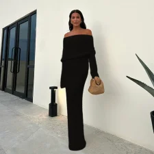 One Shoulder Knits Maxi Dress GMJF-81623