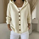 Plus Size Solid Color Knits Hooded Sweater Coats GSXL-BH3060