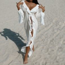 Long Sleeve Solid Color Sunscreen Cover Dress GMJF-50011