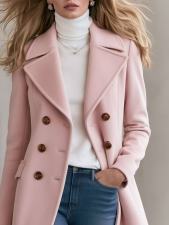 Double Breasted Solid Color Loose Coat GSXL-HD9952