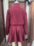 Long Sleeve Solid Color Sweater Two Piece Skirts Set GSXL-HD9918