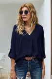 V Neck Loose Long Sleeve Casual Top GSXL-HD9912