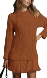 Plus Size Knits Patchwork Long Sleeve Mini Dress GSXL-BH3062