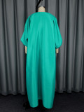 V Neck Long Sleeve Ruched Maxi Dress GKEN-AM050759
