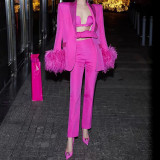 Solid Color Hot Drill Blazer Coat Pants Suit GNQF-S198