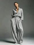 Long Sleeve Solid Color Shirt Pants 2 Piece Set GSNU-3057
