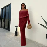 One Shoulder Knits Maxi Dress GMJF-81623