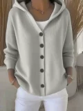 Plus Size Solid Color Knits Hooded Sweater Coats GSXL-BH3060