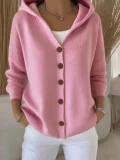 Plus Size Solid Color Knits Hooded Sweater Coats GSXL-BH3060
