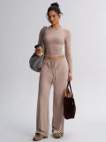 Long Sleeve Solid Color Two Piece Pants Set GSXL-HD251125
