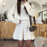 Long Sleeve Solid Color Sweater Two Piece Skirts Set GSXL-HD9918