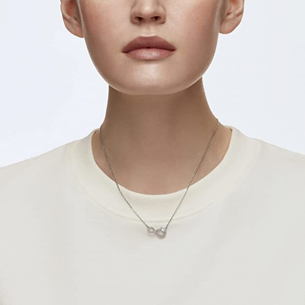 Collana Swarovski Infinity Infinito, Bianca, Placcato rodio