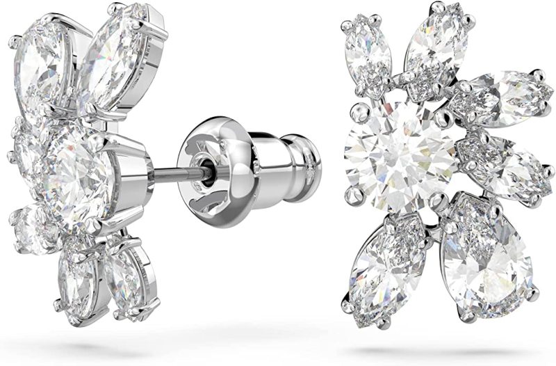 Swarovski Orecchini a lobo Gema, Fiore, Bianchi, Placcato rodio