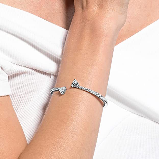 Swarovski Bracciale rigido Attract Soul, Cuore, Bianco, Placcato rodio