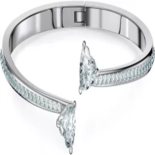Swarovski Bracciale rigido Attract Soul, Cuore, Bianco, Placcato rodio