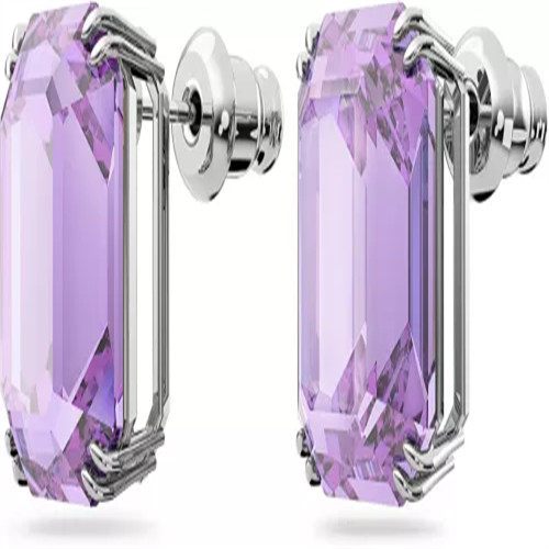 Swarovski Orecchini a lobo Millenia, Taglio ottagonale, Viola, Placcato rodio