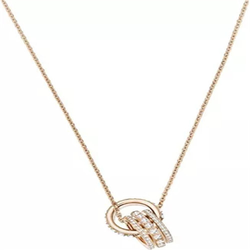 Swarovski Pendente Further, Pavé, Anello concatenato, Bianco, Placcato color oro rosa