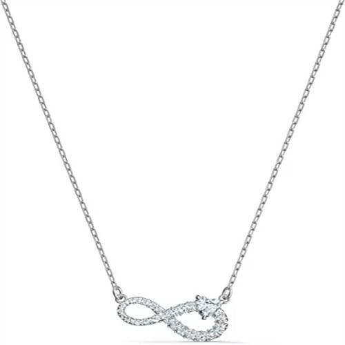 Collana Swarovski Infinity Infinito, Bianca, Placcato rodio