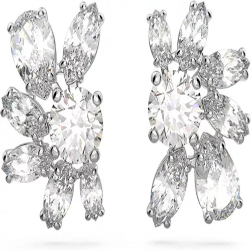 Swarovski Orecchini a lobo Gema, Fiore, Bianchi, Placcato rodio