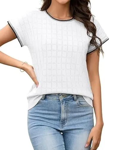 ANTIHP Womens Cap Sleeve Tops Trendy Sweater Vest Knit