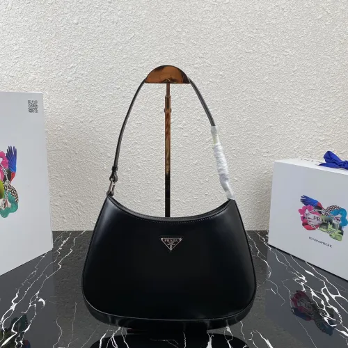 Prada 1BC499 Cleo Brushed Leather Shoulder Bags Size 27*22*6cm
