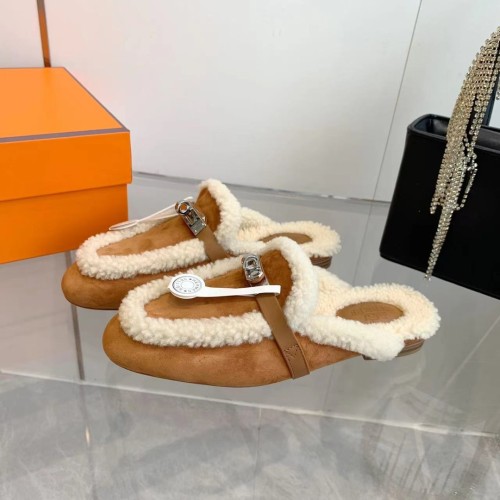 Hermes 23fw Women Winter Slippers Size 36-41