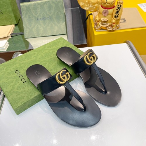 Gucci Slippers Leather thong with Double G Size 36-41 4-Color