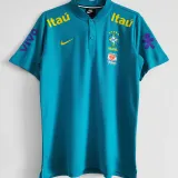 2021/22 Brazil Light Blue POLO Soccer Jersey有钮