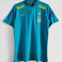 2021/22 Brazil Light Blue POLO Soccer Jersey有钮