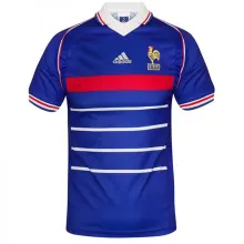 1998 France Home Blue Retro Soccer Jersey有右胸小字