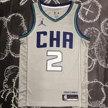 Hornets BALL #2 Grey NBA Jerseys