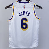 Lakers JAMES #6 White Kids NBA Jersey 热压