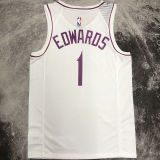 Timberwolves EDWAROS #1 White Pink NBA Jerseys
