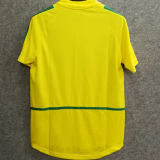 2002 Brazil Home Yellow Retro Soccer Jersey