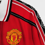 1998/99 M Utd Home Red Long Sleeve Retro Soccer Jersey