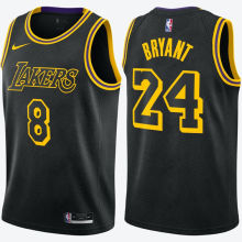 LA Lakers Before #8 After Bryant #24 Black Snake NBA Jerseys Hot Pressed前8后24