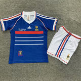 1998 France Home Blue Kids Retro Soccer Jersey