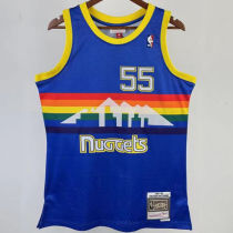 1991/92 Nuggets MUTOMBO #55 Blue Retro NBA Jerseys 热压