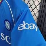 2023/24 Napoli 1:1 Quality Home Blue Fans Jersey 带胸前金章