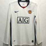 RONALDO #7 M Utd White Retro Long Sleeve Jersey 2008/09 (Have Patch 带 07/08 CHAMPIONS 金 英超双臂章 FA Premier League Font 英超字体 ) ★★