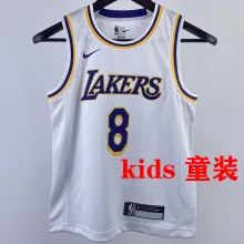 Lakers BRYANT #8 White Kids NBA Jersey 热压
