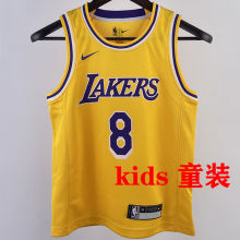 Lakers BRYANT #8 Yellow Kids NBA Jersey 热压