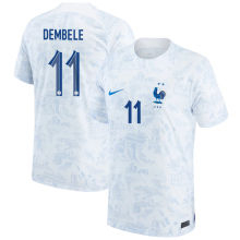 DEMBELE #11 France 1:1 Away White Fans Jersey 2022/23 ★★