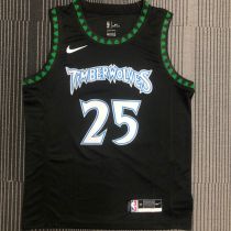 2018 Timberwolves ROSE # 25 Black Retro NBA Jerseys Hot Pressed