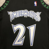 1997/98 Timberwolves GARNETT #21 Black Retro NBA Jerseys 热压