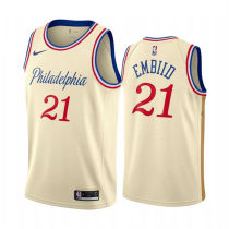 2024 76ers EMBIID #21 Khaki NBA Jerseys
